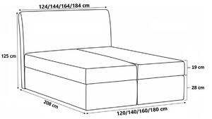 Kontinentální postel LUCIA - 120x200, hnědá + topper ZDARMA