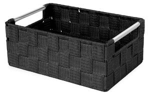 Compactor úložný košík s kovovými madly STAN - S, tkané pásky, 25 x 17 x 10 cm, černý