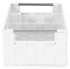 Compactor úložný košík s kovovými madly STAN - S, tkané pásky, 25x17x10 cm,bílý