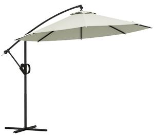 Outsunny Ø293 cm Slunečník s Bočním Držákem a Křížovou Základnou, Sluneční Clona s Kličkou, Náklonem a 8 Žebry, Závěsný Patio Slunečník pro Venku, Baz