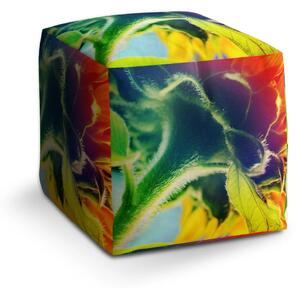 Sablio Taburet Cube Duhová květina - 40x40x40 cm