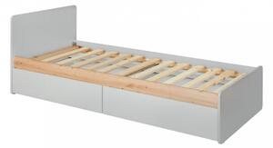Dětská postel s úložným prostorem RENI - 90x200, perlově šedá / dub artisan