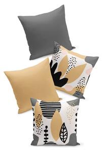 Sada 4 šedo-béžových povlaků na polštář Kate Louise Geometric, 45 x 45 cm