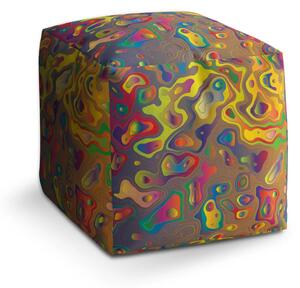 Sablio Taburet Cube Barevné skvrny - 40x40x40 cm