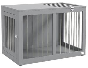 PawHut Psí Kotec Nábytek se 2 Dveřmi Ocelový Psí Kotec pro Domácnost Vnitřní Psí Dům pro Střední Psy do 20 kg Noční Stolek Psí Kotec 80 x 50 x 56,5 cm
