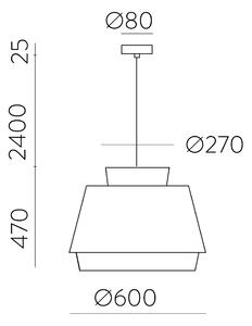 ACB Iluminacion Závěsné svítidlo ASPEN, ⌀ 60 cm, 1xE27 15W Barva: písková, Barva montury: Černá