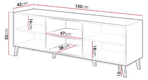 TV stolek 150 cm BERMEJO - bílý / lesklý bílý