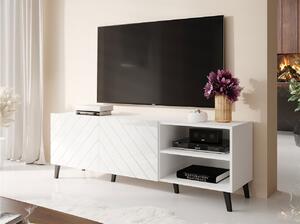 TV stolek 150 cm BERMEJO - bílý / lesklý bílý