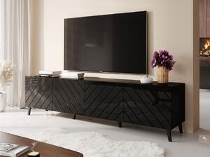 TV stolek 200 cm BERMEJO - černý / lesklý černý