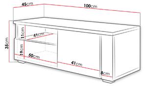 Televizní stolek s LED osvětlením FERNS D 12 - bílý / lesklý černý