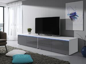 Televizní stolek s LED osvětlením FERNS D 11 - bílý / lesklý šedý