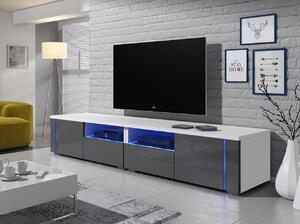 Televizní stolek s LED osvětlením FERNS D 12 - bílý / lesklý šedý