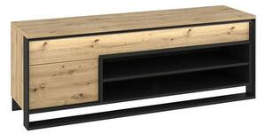 TV stolek s LED osvětlením FARN - dub artisan / černý