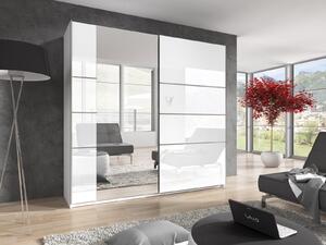 BETKA 57 šatní skříň se zrcadlem, bílý lesk 22981657