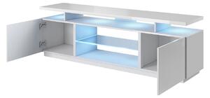 TV stolek s LED bílým osvětlením SALTA - grafitový / lesklý grafitový