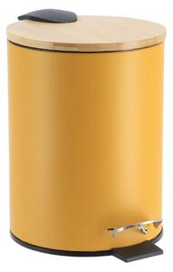 Odpadkový koš Timeless, hořčicová/s dřevěnými prvky, 2,5L