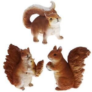 Zahradní figurka z polystonu Squirrels, sada 3ks, 12 cm, hnědá