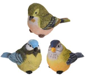 Zahradní figurka z polystonu Birds, sada 3ks, 9 cm, vícebarevná
