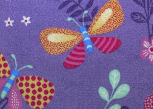 Breno Metrážový koberec PAPILLON 17, šíře role 400 cm, Fialová, Vícebarevné