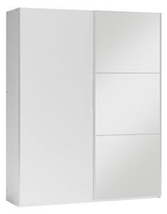 Šatní skříň 122 cm s posuvnými dveřmi a zrcadlem MATAS - bílá
