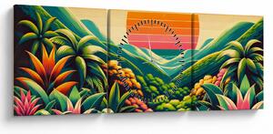 Obraz - Pestrobarevný západ slunce (s hodinami) (90x30 cm)