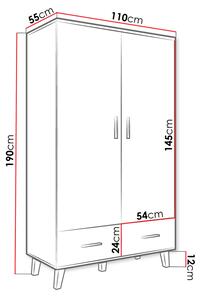 Šatní skříň 110 cm COLINA - dub sonoma / bílá