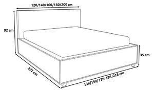 Čalouněná postel s prošívaným čelem 120x200 ALISHA - šedá