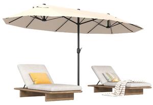 Outsunny Dvouzónový Slunečník 455 x 265 cm, Slunečník UV Ochrana s Ručním Kloubem, Balkónový Slunečník Plážový Slunečník Odolný Větru pro Pláž, Balkón