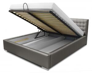 Designová postel s úložným prostorem 120x200 NATAL - bílá eko kůže