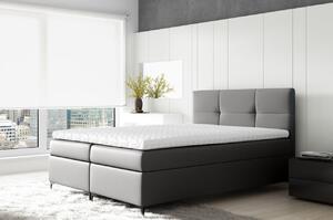 Boxspringová postel BESSIE - 160x200, šedá + topper ZDARMA