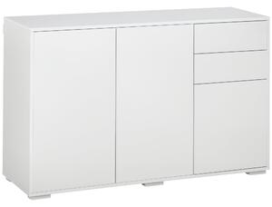 HOMCOM Komoda se 2 šuplíky a 3 dvířky, nastavitelné police, úložná skříňka pro ložnici a obývací pokoj 117 x 36 x 74 cm Bílá | Aosom