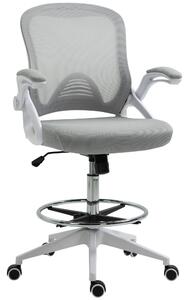 Ergonomická kancelářská židle Vinsetto s sklápěcími opěrkami a nastavitelným kroužkem pod nohy, výškově nastavitelná otočná židle s funkcí naklápění