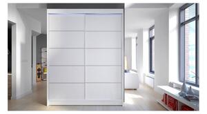 Kombinovaná šatní skříň 150 cm s posuvnými dveřmi a LED osvětlením PIRITU 4 - bílá