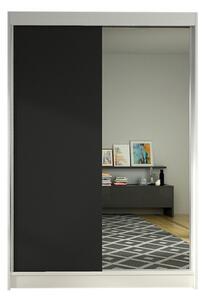 Posuvná šatní skříň 120 cm se zrcadlem a LED RGB osvětlením SAMANRE 1 - bílá / černá