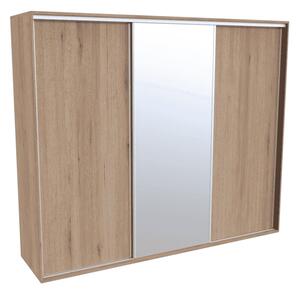 Šatní skříň FLEXI 3 se zrcadlem Varianta barvy: Bílá, Šířka: 280 cm, Výška: 220 cm