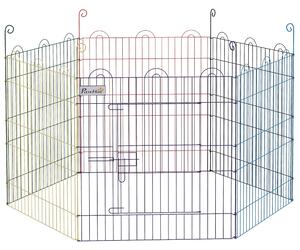 PawHut Ohrada pro štěňata, běžecká dráha pro domácí mazlíčky, 6 kusů 60 cm štěněcí plot, DIY ohrádka, ohrada s dveřmi, kovová, vícebarevná | Aosom
