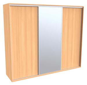Šatní skříň FLEXI 3 se zrcadlem Varianta barvy: Javor, Šířka: 280 cm, Výška: 220 cm