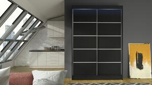 Posuvná šatní skříň 120 cm s LED RGB osvětlením SAMANRE 4 - černá