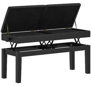 HOMCOM Nastavitelný hudební stolička s úložným prostorem, nosnost 220 kg, umělá kůže, černá, 105 x 37 x 48-58 cm | Aosom