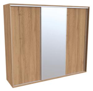 Šatní skříň FLEXI 3 se zrcadlem Varianta barvy: Olše, Šířka: 240 cm, Výška: 220 cm