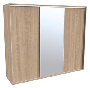 Šatní skříň FLEXI 3 se zrcadlem Varianta barvy: Dub natur (dub sonoma), Šířka: 300 cm, Výška: 220 cm