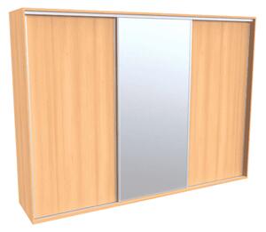 Šatní skříň FLEXI 3 se zrcadlem Varianta barvy: Buk, Šířka: 280 cm, Výška: 220 cm
