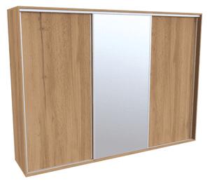 Šatní skříň FLEXI 3 se zrcadlem Dub harmony, Šířka: 280 cm, Výška: 220 cm