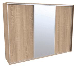 Šatní skříň FLEXI 3 se zrcadlem Varianta barvy: Dub natur (dub sonoma), Šířka: 300 cm, Výška: 220 cm