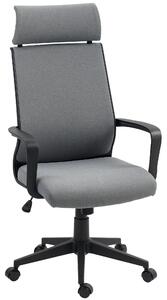 HOMCOM Kancelářská židle, ergonomická stolní židle s opěrkami, opěrkou hlavy, výškově nastavitelná otočná židle s houpací funkcí, počítačová židle s v