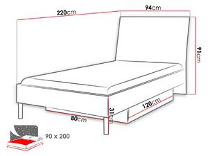 Dětská postel s matrací 90x200 GORT 2 - bílá / lesklá šedá