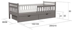 Bradop Dětská postel Marcelka L925 s úložným prostorem, masiv | Rozměr: 80 - Šířka matrace 80
