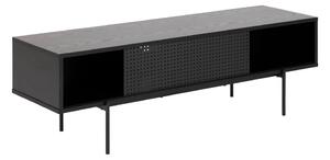 Černý TV stolek v dekoru jasanu 140x45 cm Angus – Actona