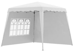 Skládací altán Outsunny 2,4 x 2,4 m s bočními stěnami a nastavitelnou výškou - Party stan s UV ochranou, skládací stan s nosným pytlem pro zahradu a b