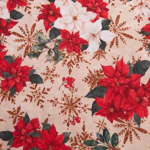 Tegatex Bavlněná látka metráž - vánoční červeno bílé květy